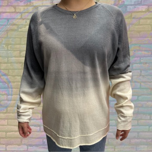 Retro Benson 100% Merino Wool Ombrée Gradient Bleach-washed Long Sleeve - Picture 1 of 3